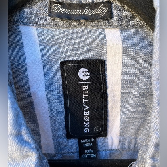 Men's Billabong Shirt Multicolor Striped Pocket SS L Light Beach Surf Open City - Picture 2 of 11